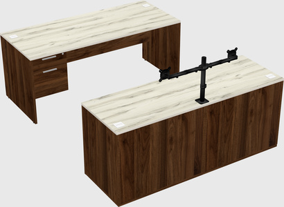 Parallel desk with credenza