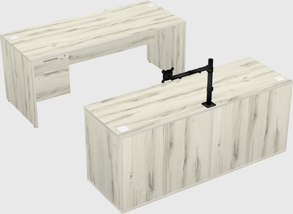 Parallel desk with credenza