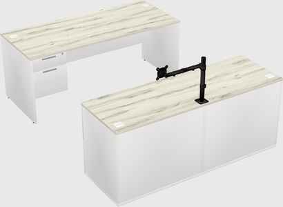 Parallel desk with credenza