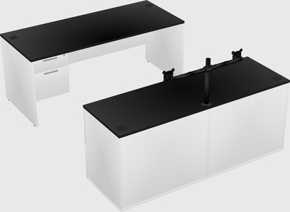 Parallel desk with credenza