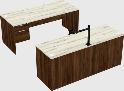 Parallel desk with credenza