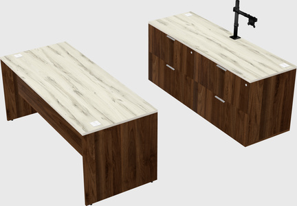 Parallel desk with credenza