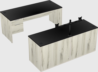 Parallel desk with credenza