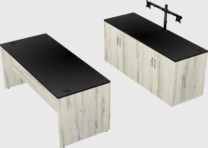 Parallel desk with credenza