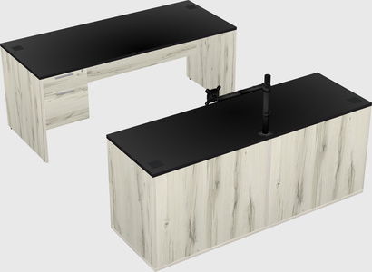 Parallel desk with credenza