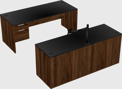 Parallel desk with credenza