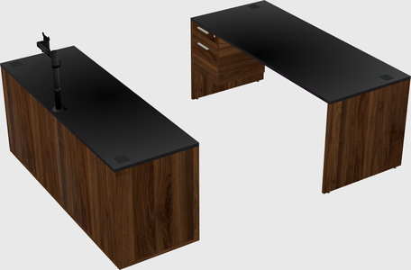 Parallel desk with credenza