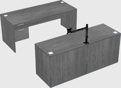 Parallel desk with credenza