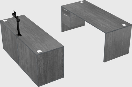 Parallel desk with credenza