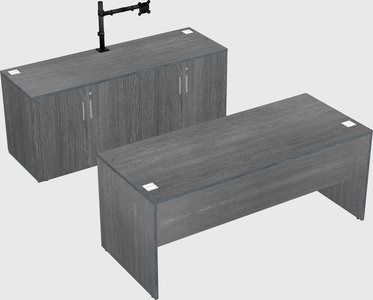 Parallel desk with credenza