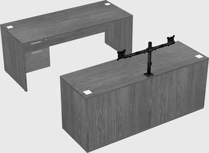 Parallel desk with credenza