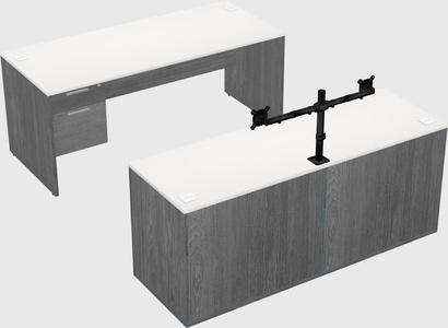 Parallel desk with credenza