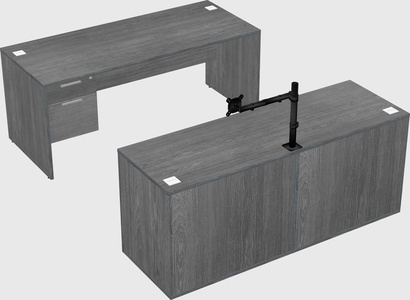 Parallel desk with credenza