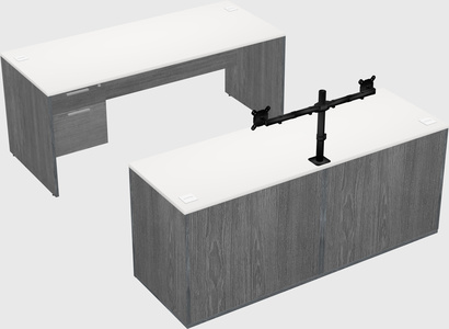 Parallel desk with credenza