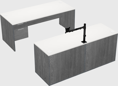 Parallel desk with credenza