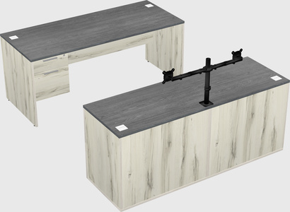 Parallel desk with credenza