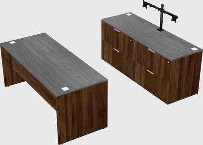 Parallel desk with credenza
