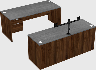 Parallel desk with credenza