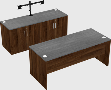 Parallel desk with credenza