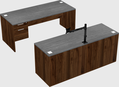Parallel desk with credenza