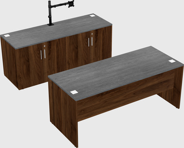 Parallel desk with credenza