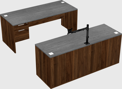 Parallel desk with credenza