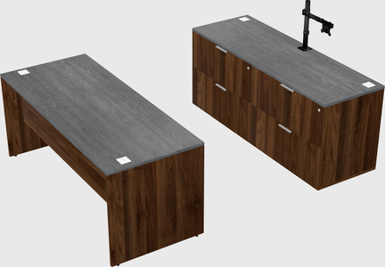 Parallel desk with credenza