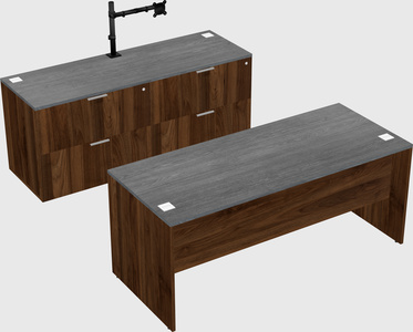 Parallel desk with credenza