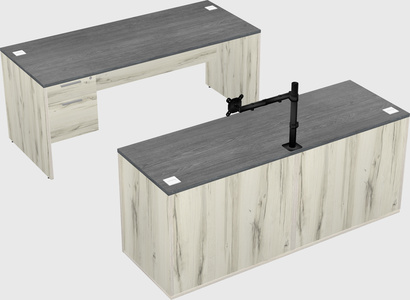 Parallel desk with credenza