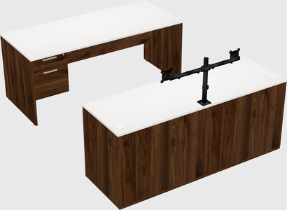 Parallel desk with credenza