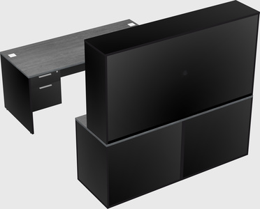 Parallel desk with credenza