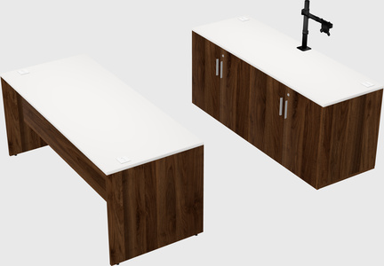 Parallel desk with credenza