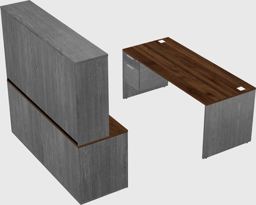 Parallel desk with credenza