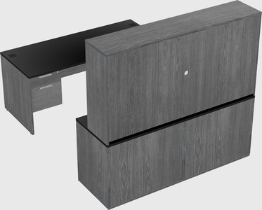 Parallel desk with credenza