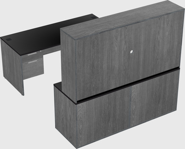 Parallel desk with credenza