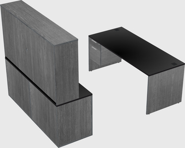 Parallel desk with credenza