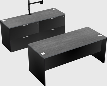 Parallel desk with credenza