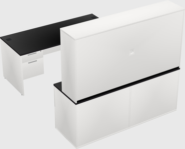 Parallel desk with credenza