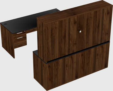 Parallel desk with credenza