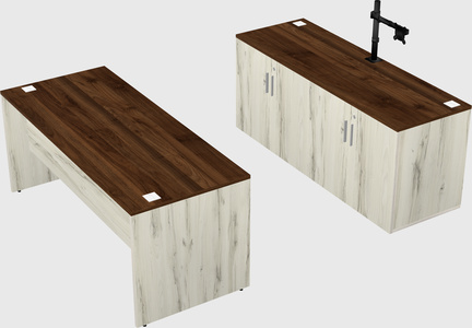 Parallel desk with credenza