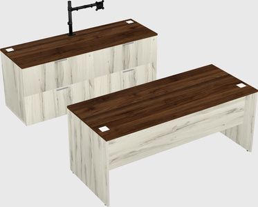 Parallel desk with credenza
