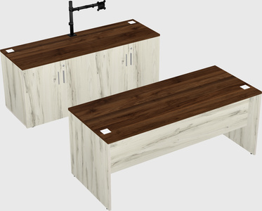 Parallel desk with credenza