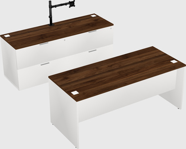 Parallel desk with credenza