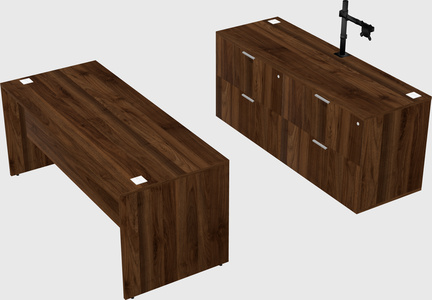 Parallel desk with credenza