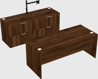 Parallel desk with credenza