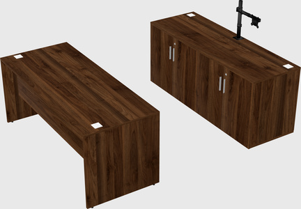 Parallel desk with credenza