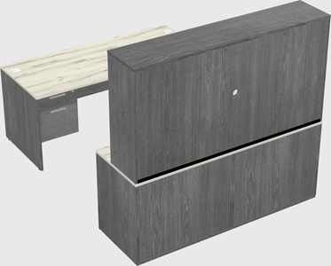 Parallel desk with credenza