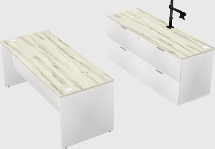 Parallel desk with credenza