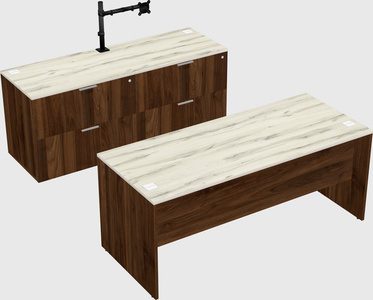 Parallel desk with credenza