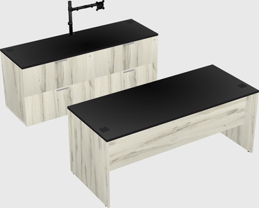 Parallel desk with credenza